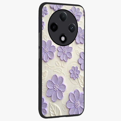 Floral Wall Art With Purple Flowers Glass Case upright view showcasing elegant purple flower artwork with decorative floral theme.