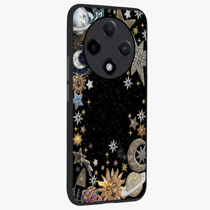 Galactic Jewel Stars Glass Case upright view showcasing glittering star jewel artwork with vibrant galaxy theme.