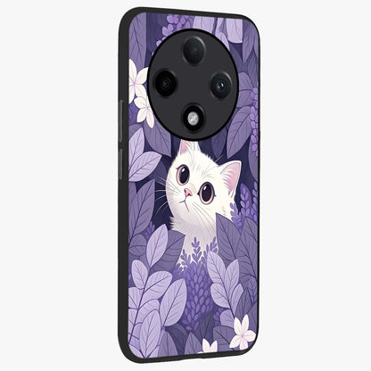 Lilac Hide Peek Cat Glass Case upright view showcasing charming cat artwork with adorable peek theme.