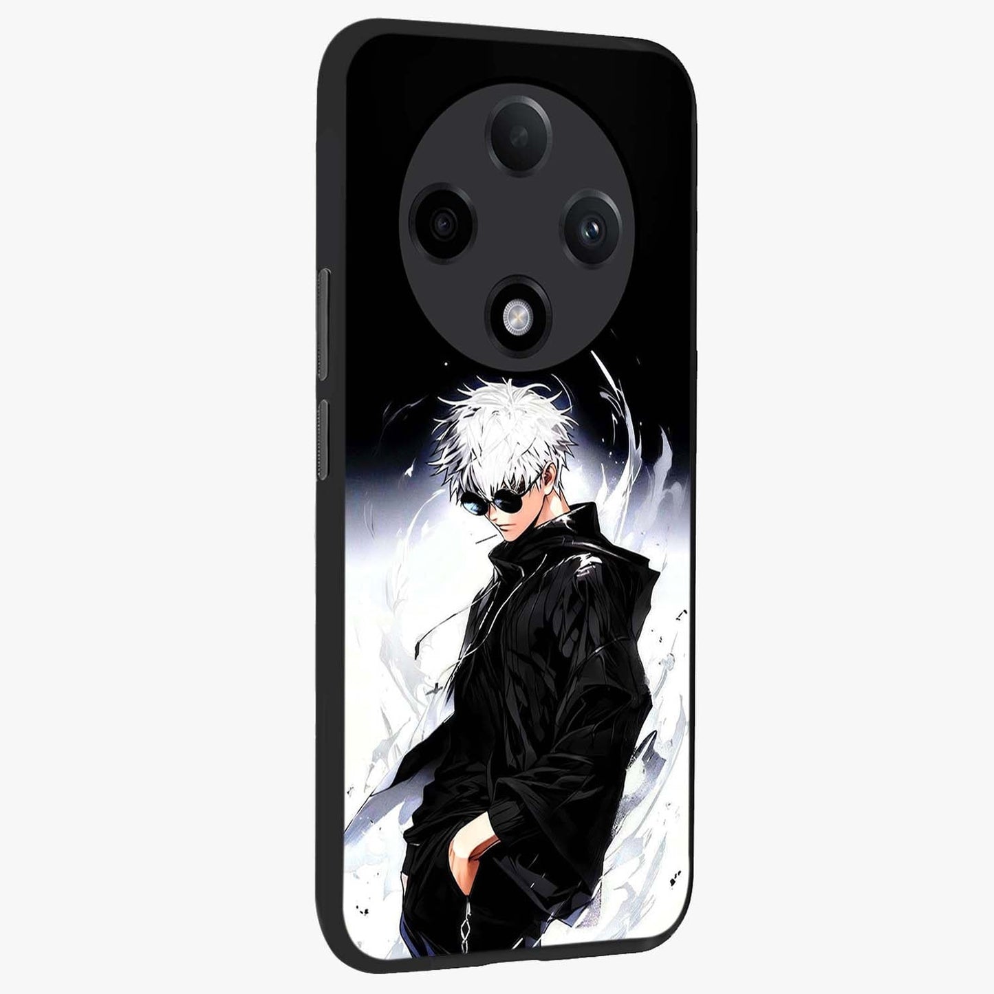 Limitless Shadow King Glass Case upright view showcasing bold shadow warrior artwork with epic fantasy theme.