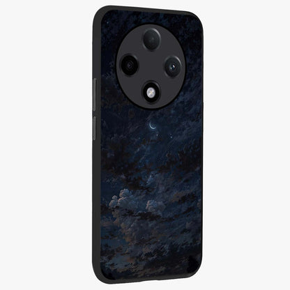 Lunar Veil Silence Glass Case upright view showcasing calm moon themed artwork with serene night atmosphere.