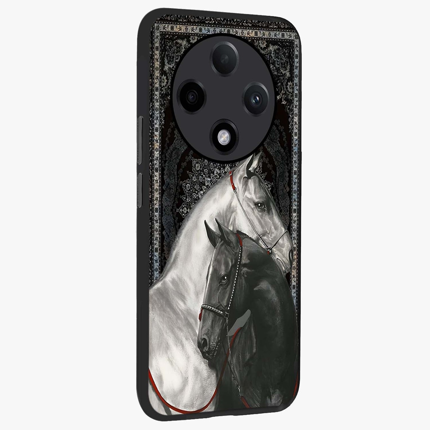 Majestic Ride Legacy Glass Case upright view showcasing dynamic ride inspired artwork with modern automotive theme.
