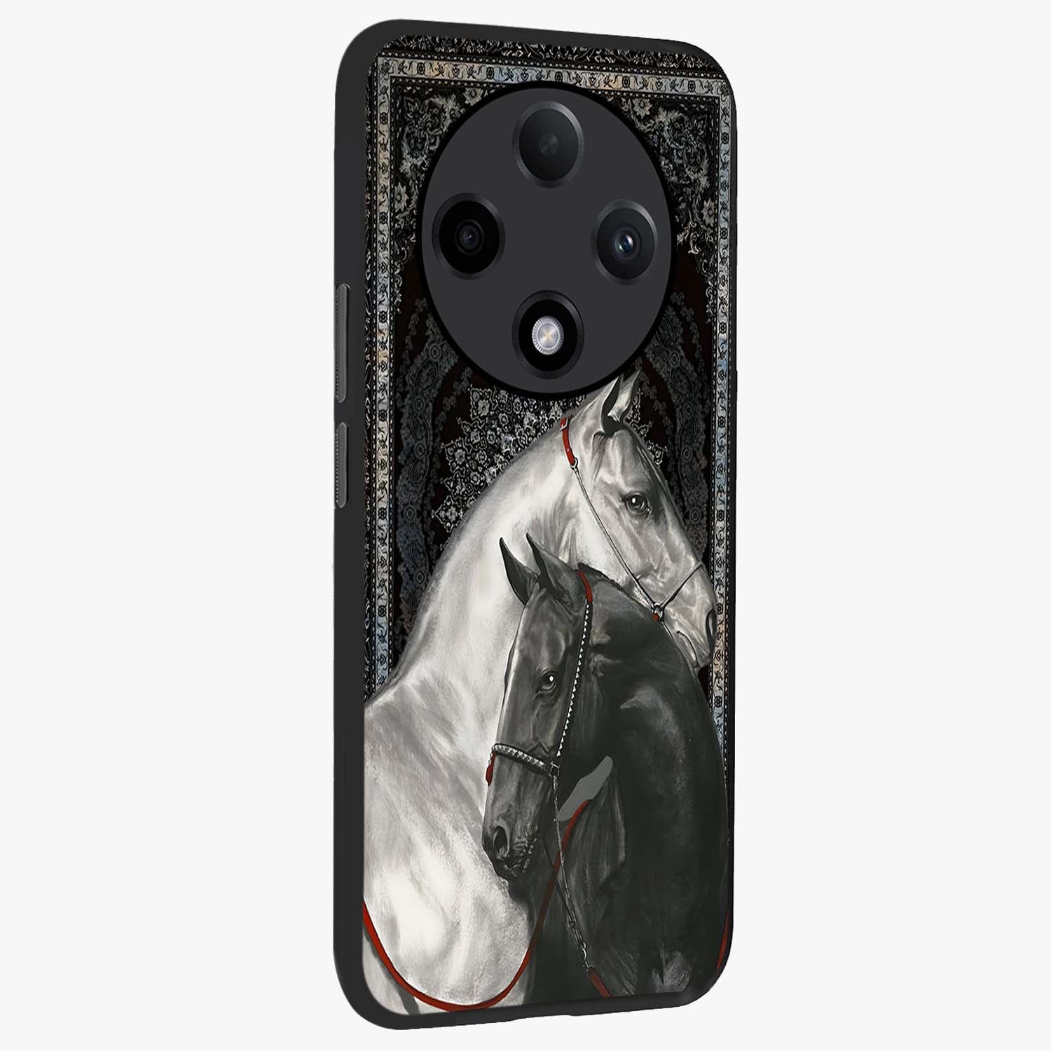Majestic Ride Legacy Glass Case upright view showcasing dynamic ride inspired artwork with modern automotive theme.