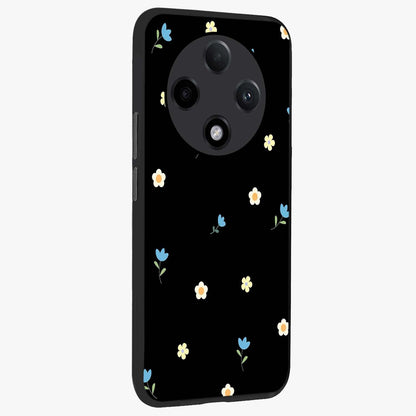 Minimal Petal Whispers Glass Case upright view showcasing elegant floral artwork with modern minimalist style.