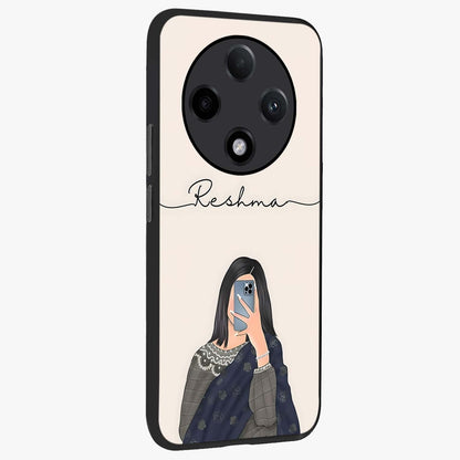 Mirror Mood Muse With Custom Name Glass Case upright view showcasing artistic mirror themed artwork with personalized aesthetic.