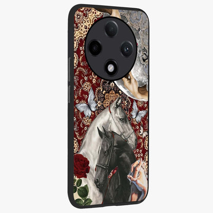 Moonlit Royal Stallion Glass Case upright view showcasing dramatic horse artwork with glowing moon themed design.