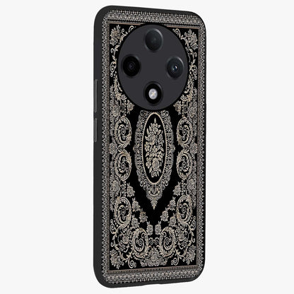 Noir Bloom Elegance Glass Case upright view showcasing graceful floral artwork with luxurious dark theme.