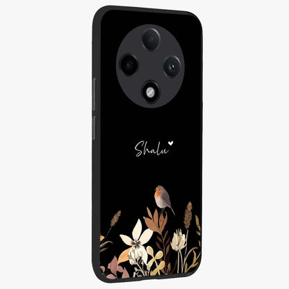 Quiet Garden Tune Custom Name Glass Case upright view showcasing serene botanical artwork with personalized aesthetic.