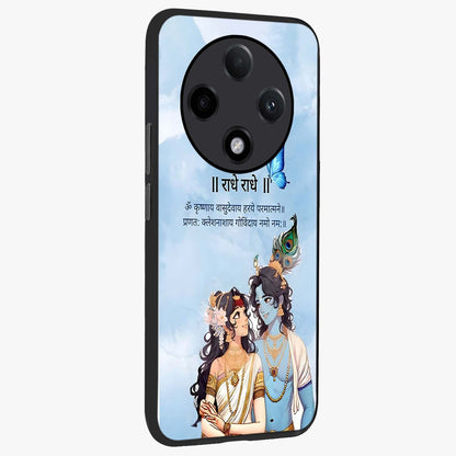 Radha Krishna Eternal Glass Case upright view showcasing sacred Radha Krishna artwork with eternal devotional theme.
