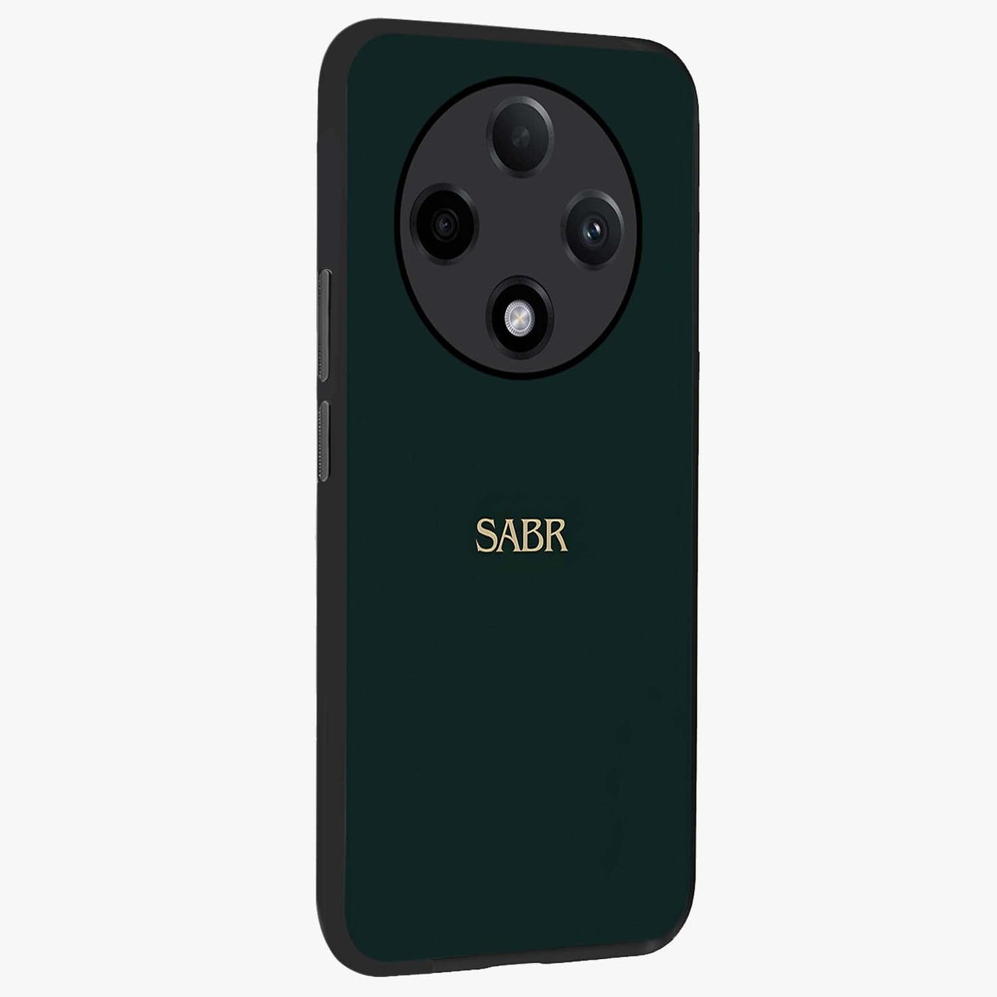Sabr Minimal Patience Glass Case upright view showcasing calm minimalist artwork with motivational patience theme.