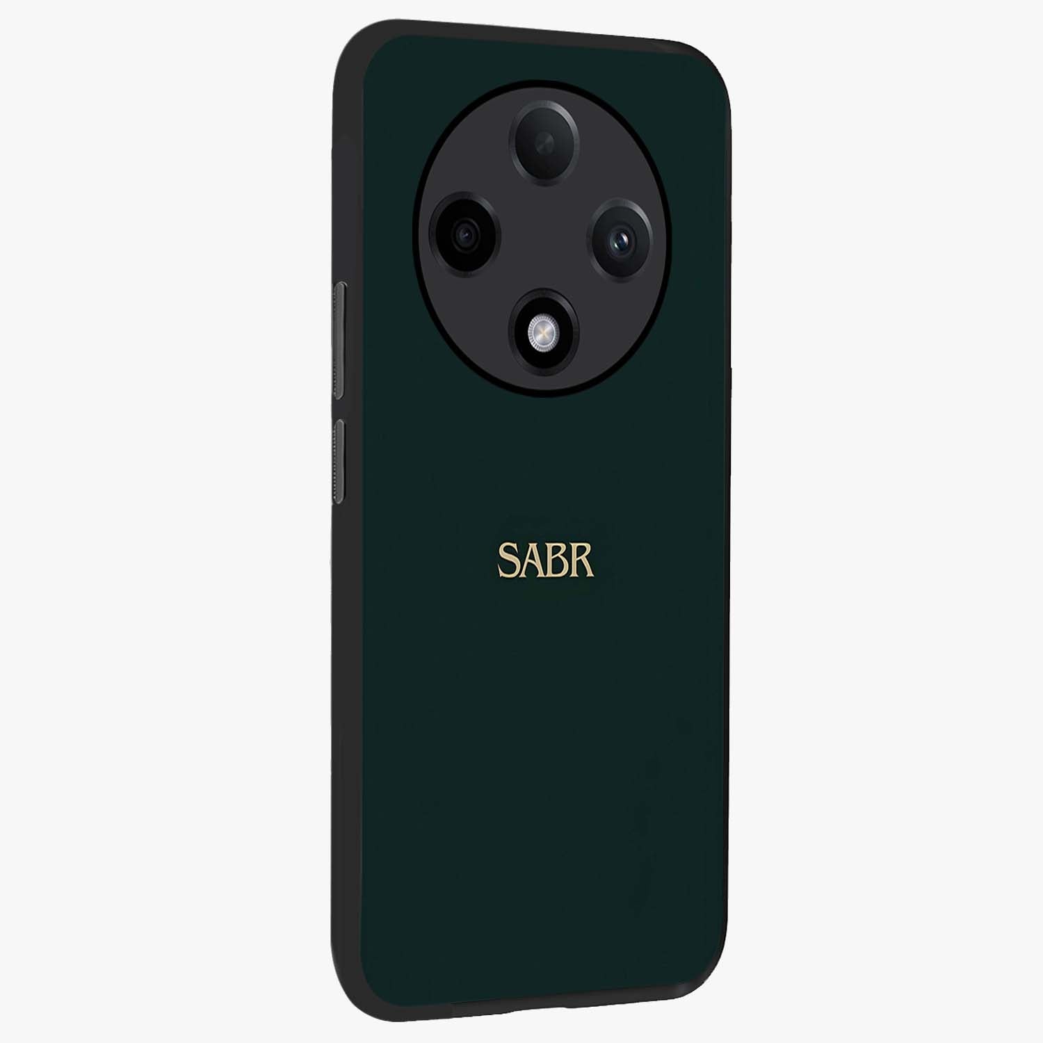 Sabr Minimal Patience Glass Case upright view showcasing calm minimalist artwork with motivational patience theme.