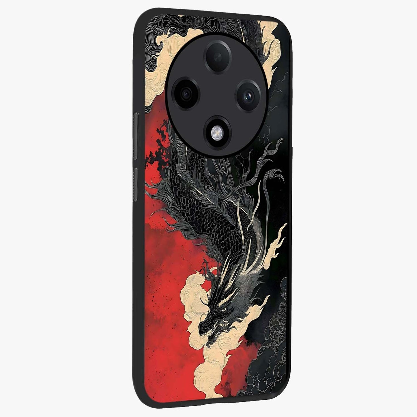 Shadow Dragon Fury Glass Case upright view showcasing intense dragon artwork with dramatic shadow theme.