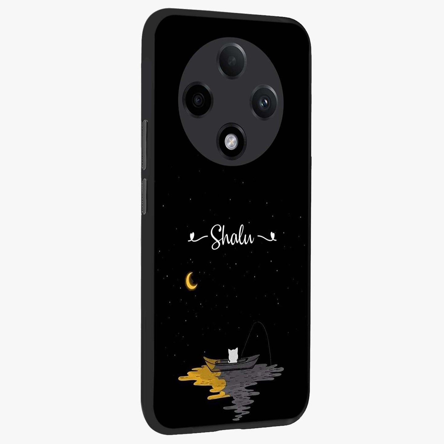Silent Night Row Glass Case upright view showcasing tranquil night artwork with serene landscape theme.