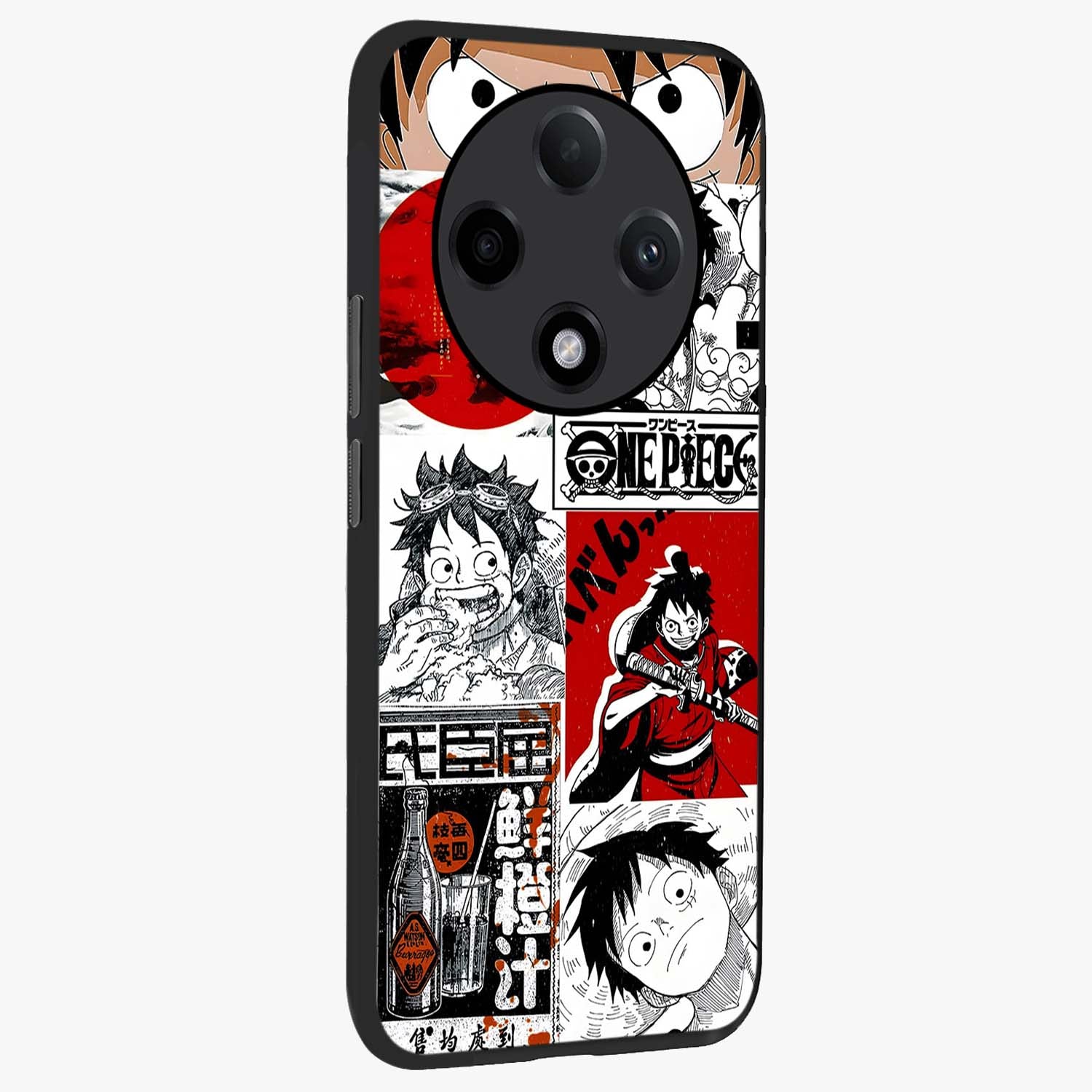 Strawhat Chaos Panels Glass Case upright view showcasing energetic anime artwork with bold adventure theme.