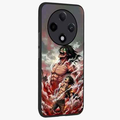 Titan Awakening Fury Glass Case upright view showcasing intense titan artwork with epic fantasy theme.
