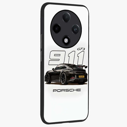 Turbo Legacy Icon Glass Case upright view showcasing bold racing inspired artwork with classic car theme.