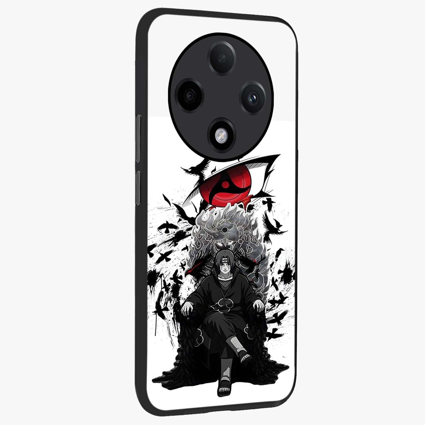 Uchiha Shadow Throne Glass Case upright view showcasing magical underwater galaxy artwork with vibrant cosmic theme.