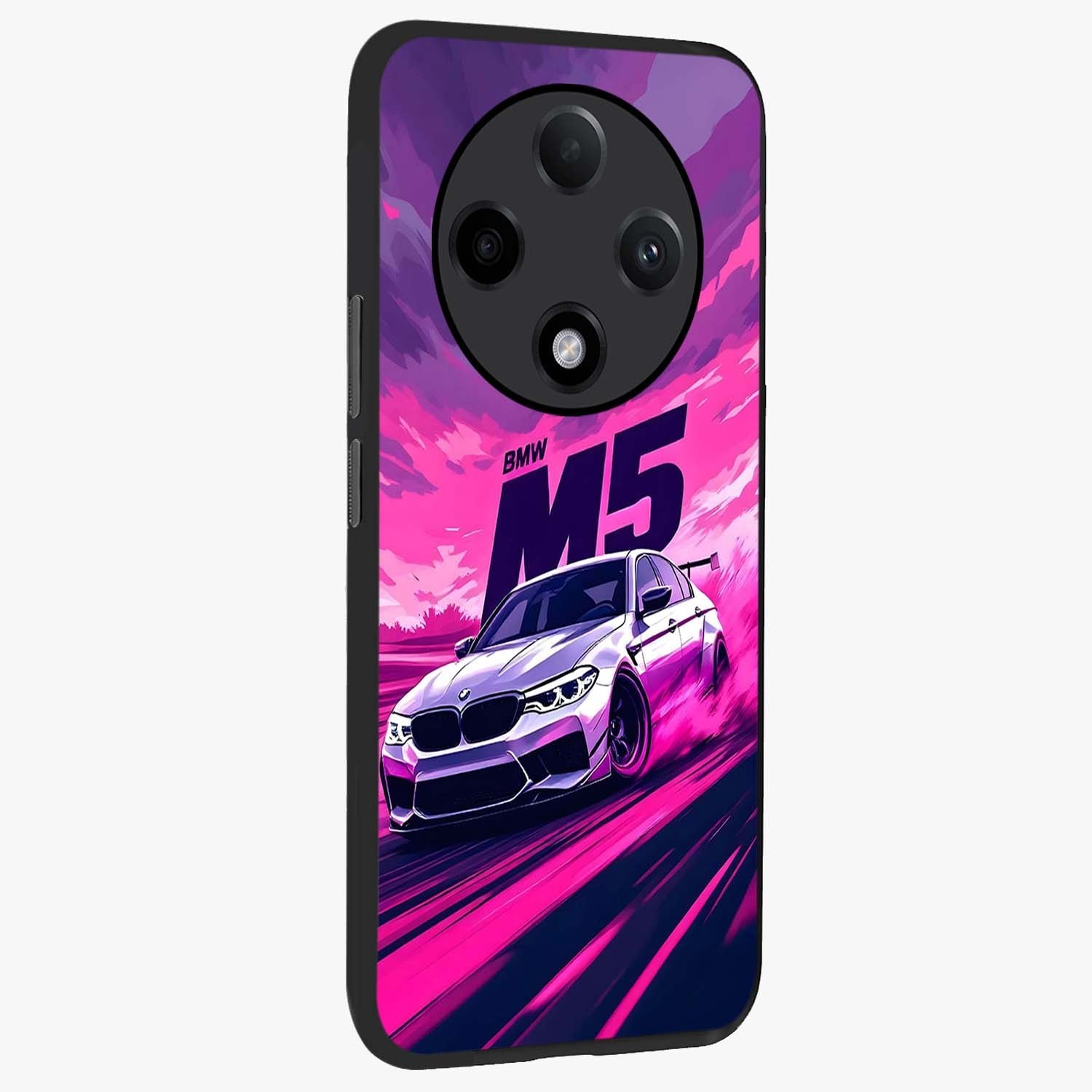 Velocity Drift Pulse Glass Case upright view showcasing powerful racing artwork with energetic motorsport theme.