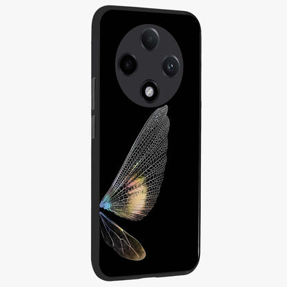 Whispers Of Wings Glass Case upright view showcasing elegant wing artwork with light airy theme.