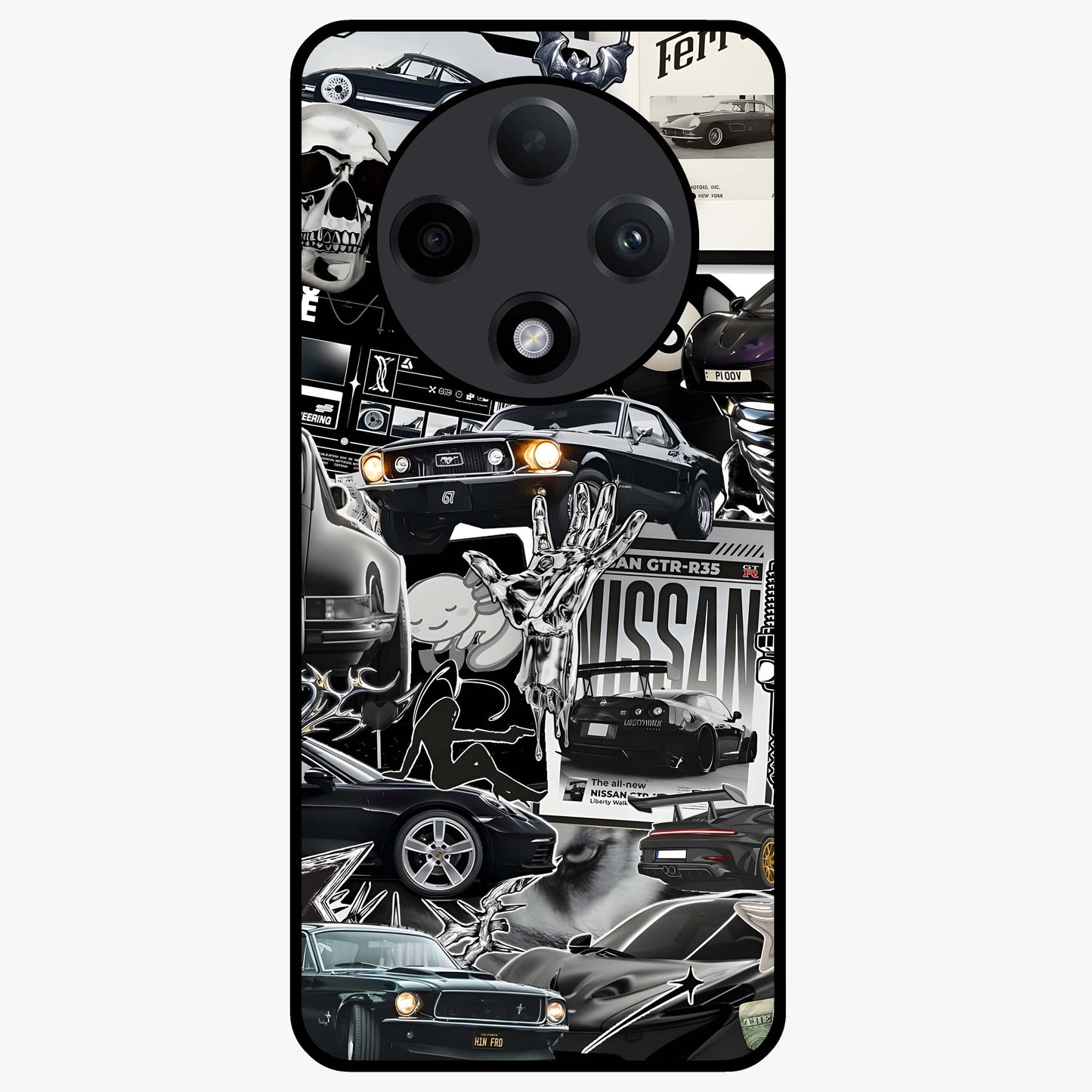 Aesthetic Dark Love Glass Case showing flat back view with dark romantic artwork and glossy glass finish.