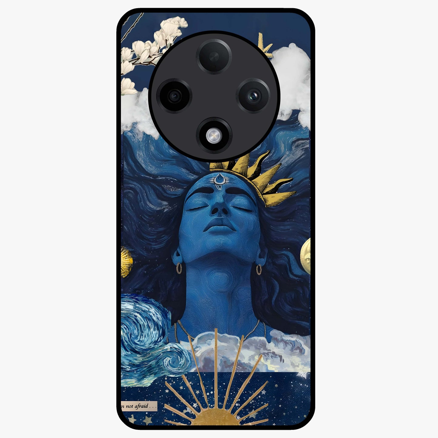 Aesthetic Lord Shiva Glass Case showing flat back view with divine Shiva artwork and glossy glass finish.