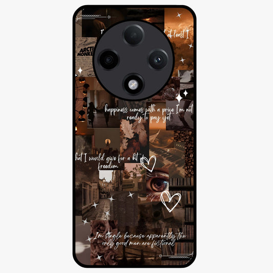 Bittersweet Aesthetic Chaos Glass Case showing flat back view with artistic chaotic aesthetic design and glossy glass finish.