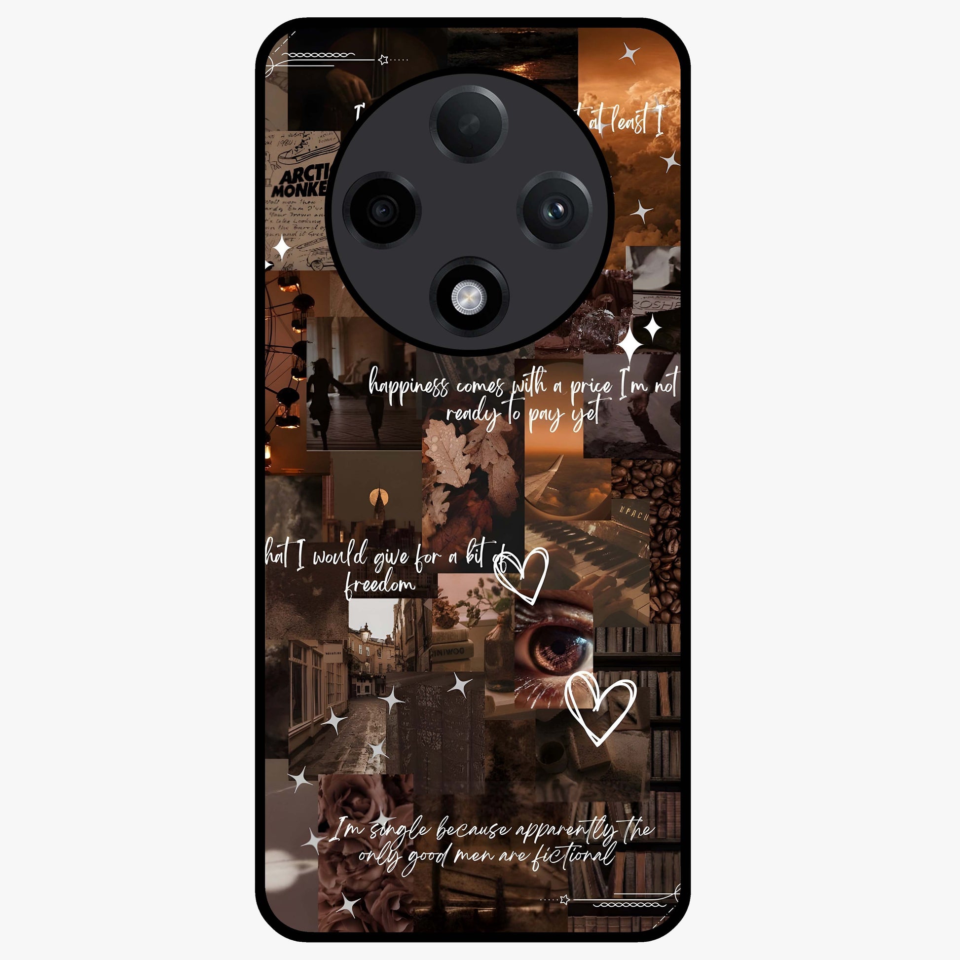 Bittersweet Aesthetic Chaos Glass Case showing flat back view with artistic chaotic aesthetic design and glossy glass finish.
