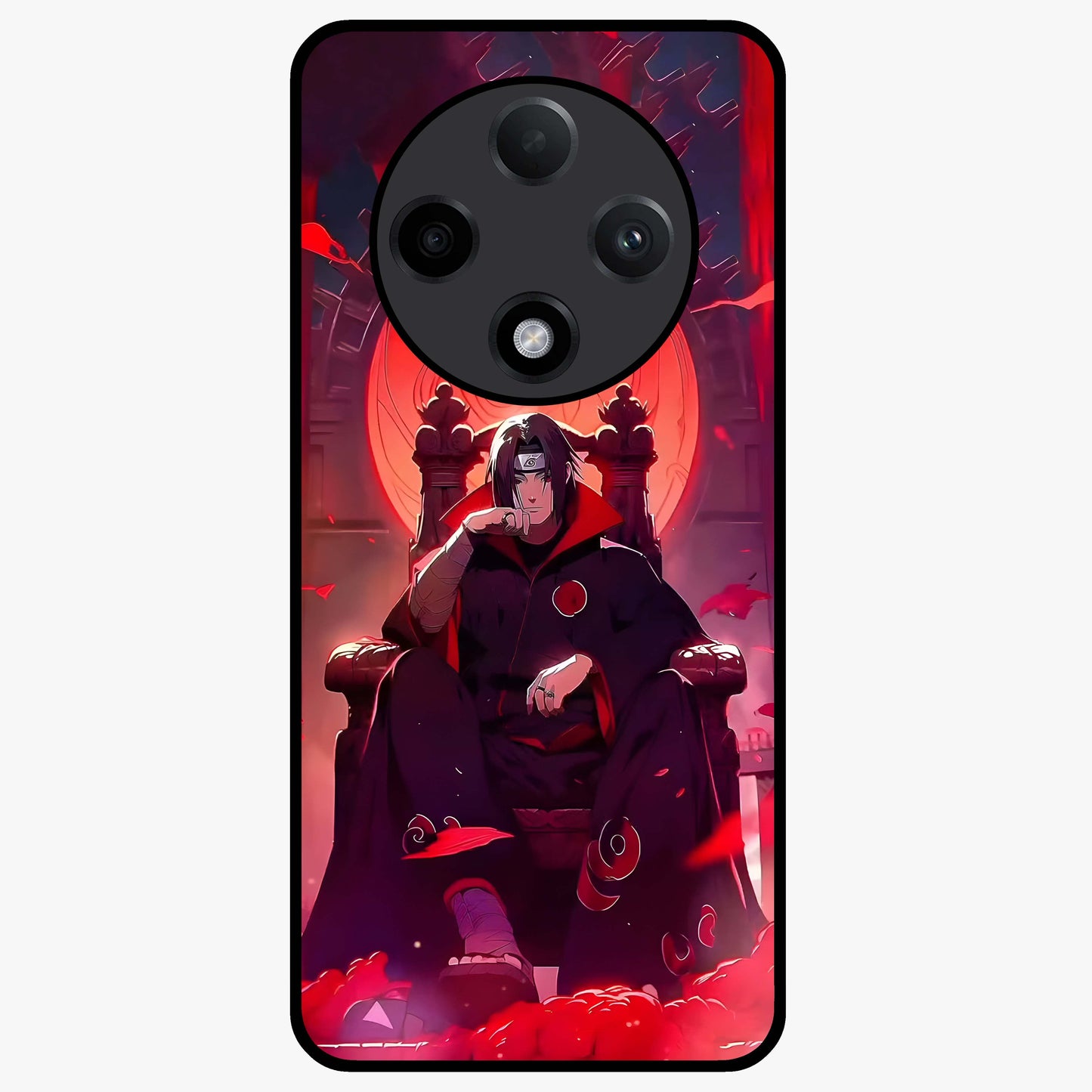 Blood Moon Sovereign Glass Case showing flat back view with mystical blood moon artwork and glossy glass finish.