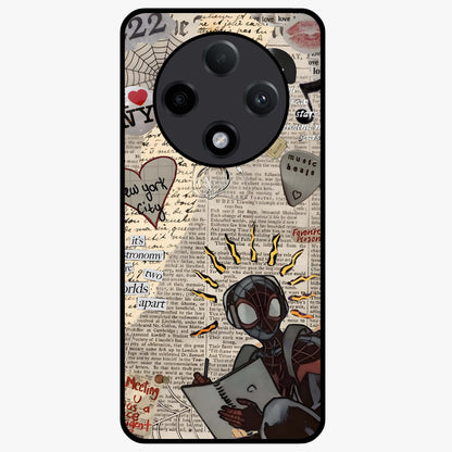 City Dream Sketch Glass Case showing flat back view with artistic city skyline sketch artwork and glossy glass finish.