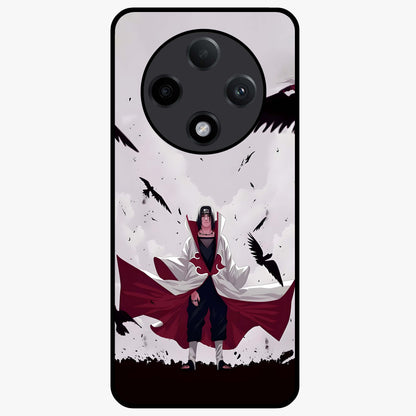 Crimson Crow Ascension Glass Case showing flat back view with mystical crow artwork and glossy glass finish.