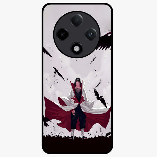 Crimson Crow Ascension Glass Case showing flat back view with mystical crow artwork and glossy glass finish.