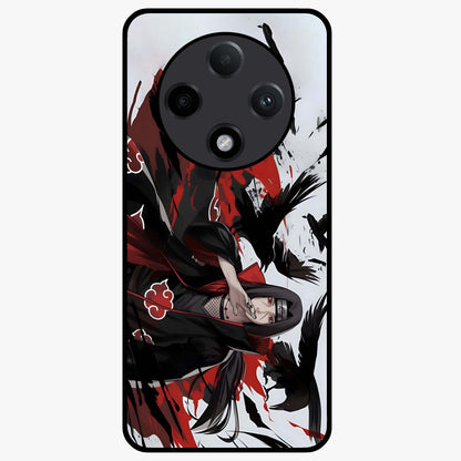 Crimson Crow Illusion Glass Case showing flat back view with artistic crow illusion artwork and glossy glass finish.