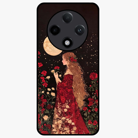 Crimson Dreams Glass Case showing flat back view with dreamy crimson artwork and glossy glass finish.