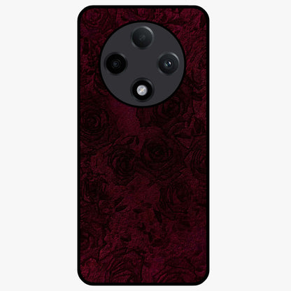 Crimson Fade Flow Glass Case showing flat back view with flowing crimson gradient artwork and glossy glass finish.