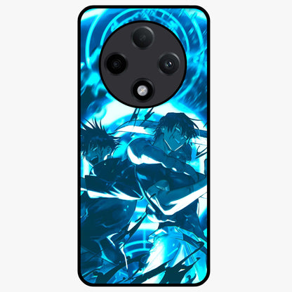 Cursed Energy Clash Glass Case showing flat back view with intense cursed energy artwork and glossy glass finish.