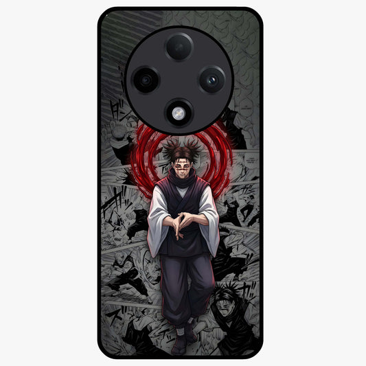 Cursed Ritual Ascension Glass Case showing flat back view with dark ritual themed artwork and glossy glass finish.