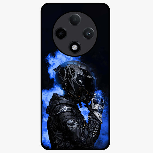 Cyber Sentinel Protocol Glass Case showing flat back view with futuristic cyber themed artwork and glossy glass finish.