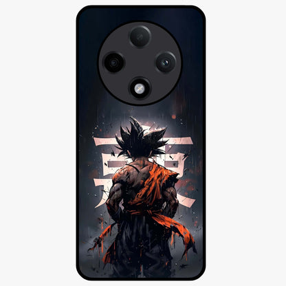 Dark Warrior In Rain Glass Case showing flat back view with warrior artwork in rainy atmosphere and glossy glass finish.
