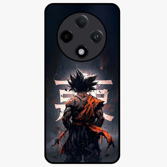 Dark Warrior In Rain Glass Case showing flat back view with warrior artwork in rainy atmosphere and glossy glass finish.