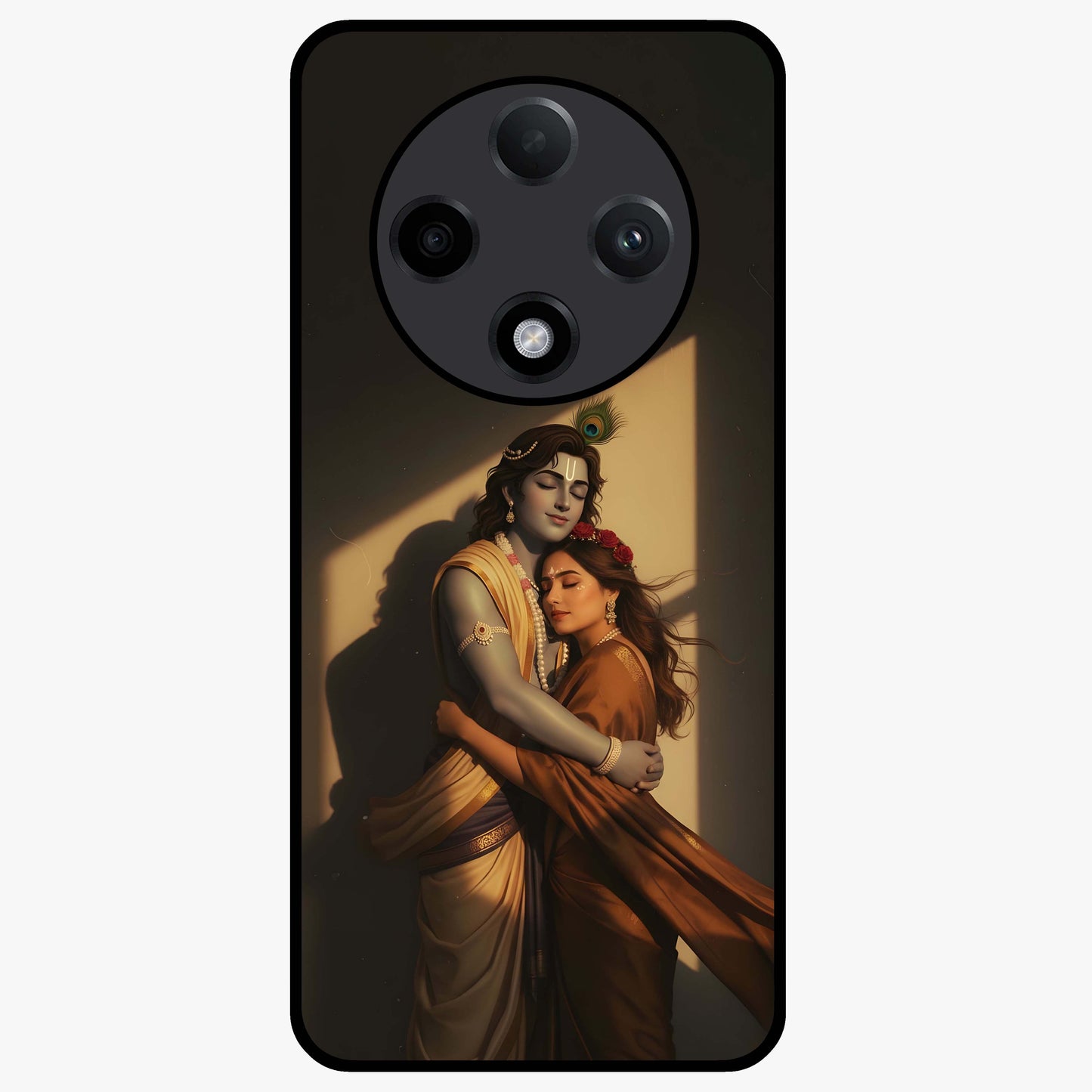 Divine Eternal Love Glass Case showing flat back view with spiritual love themed artwork and glossy glass finish.