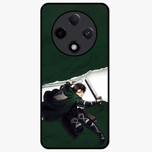Emerald War Vanguard Glass Case showing flat back view with powerful warrior themed artwork and glossy glass finish.