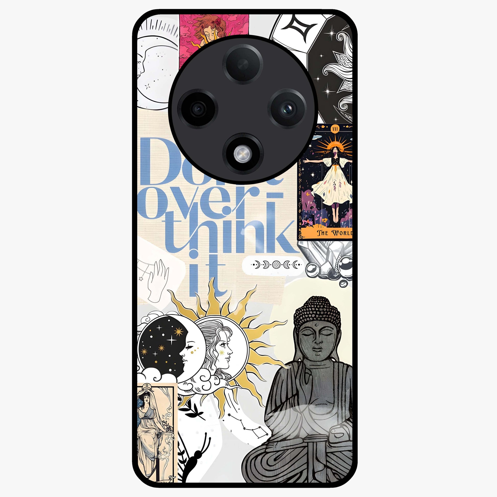 Ethereal Thoughts Glass Case showing flat back view with dreamy artistic artwork and glossy glass finish.