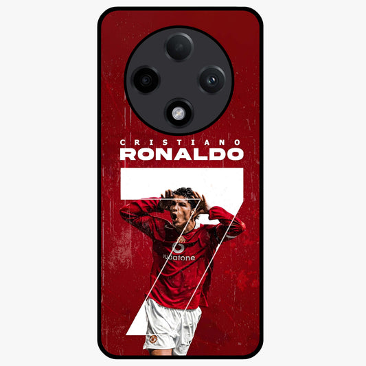 Goal Celebration Legacy Glass Case showing flat back view with football celebration inspired artwork and glossy glass finish.