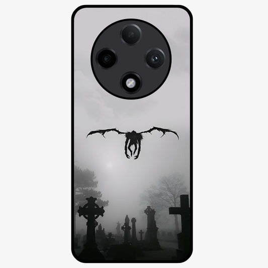 Graveyard Shadow Descent Glass Case showing flat back view with dark graveyard themed artwork and glossy glass finish.