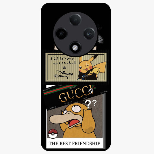 Gucci Play Mashup Glass Case showing flat back view with luxury inspired graphic artwork and glossy glass finish.