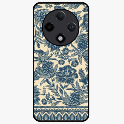 Heirloom Wild Bloom Glass Case showing flat back view with vintage inspired wild flower artwork and glossy glass finish.