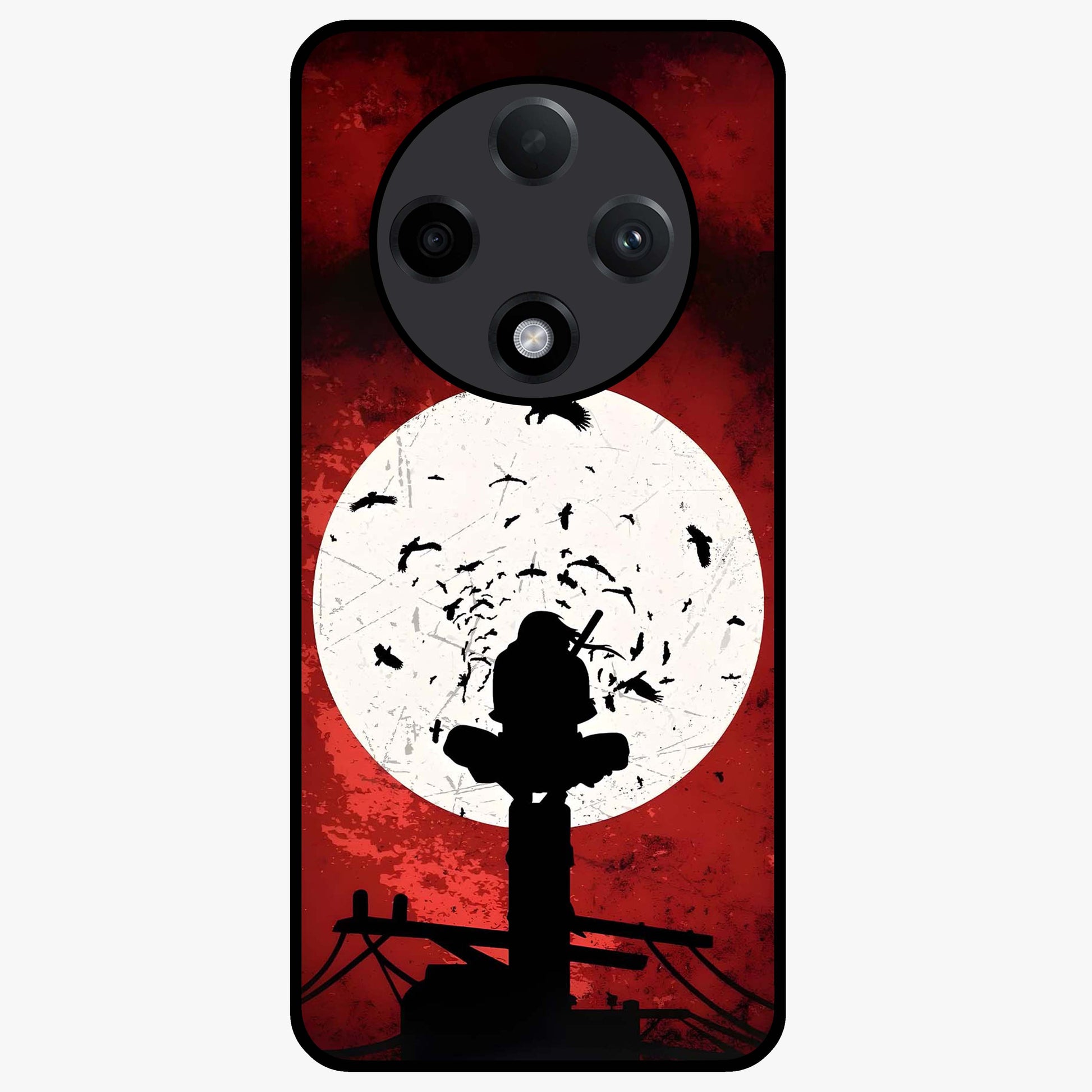 Itachi Limited Edition Naruto Anime Glass Case showing flat back view with iconic anime character artwork and glossy glass finish.