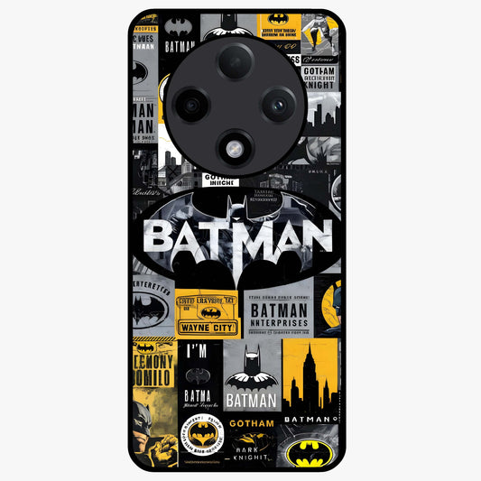 Knight Gotham Rise Glass Case showing flat back view with dark hero inspired artwork and glossy glass finish.