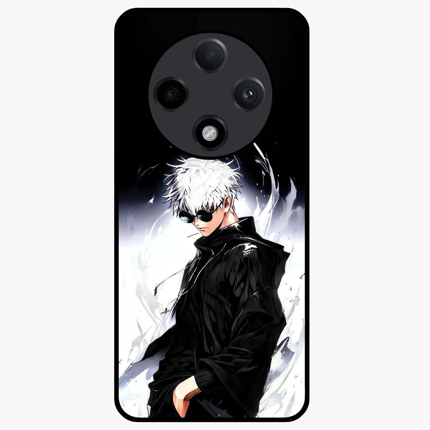 Limitless Shadow King Glass Case showing flat back view with powerful shadow warrior artwork and glossy glass finish.