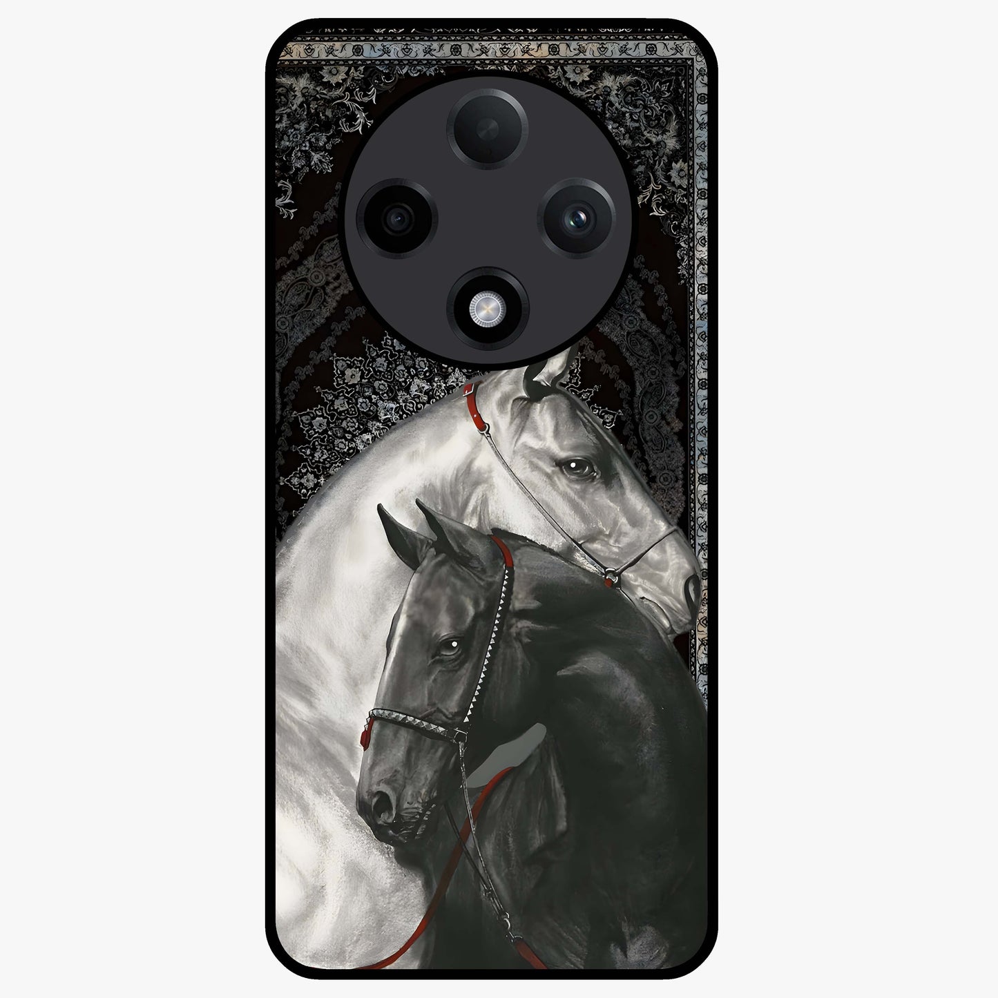 Majestic Ride Legacy Glass Case showing flat back view with powerful automotive inspired artwork and glossy glass finish.